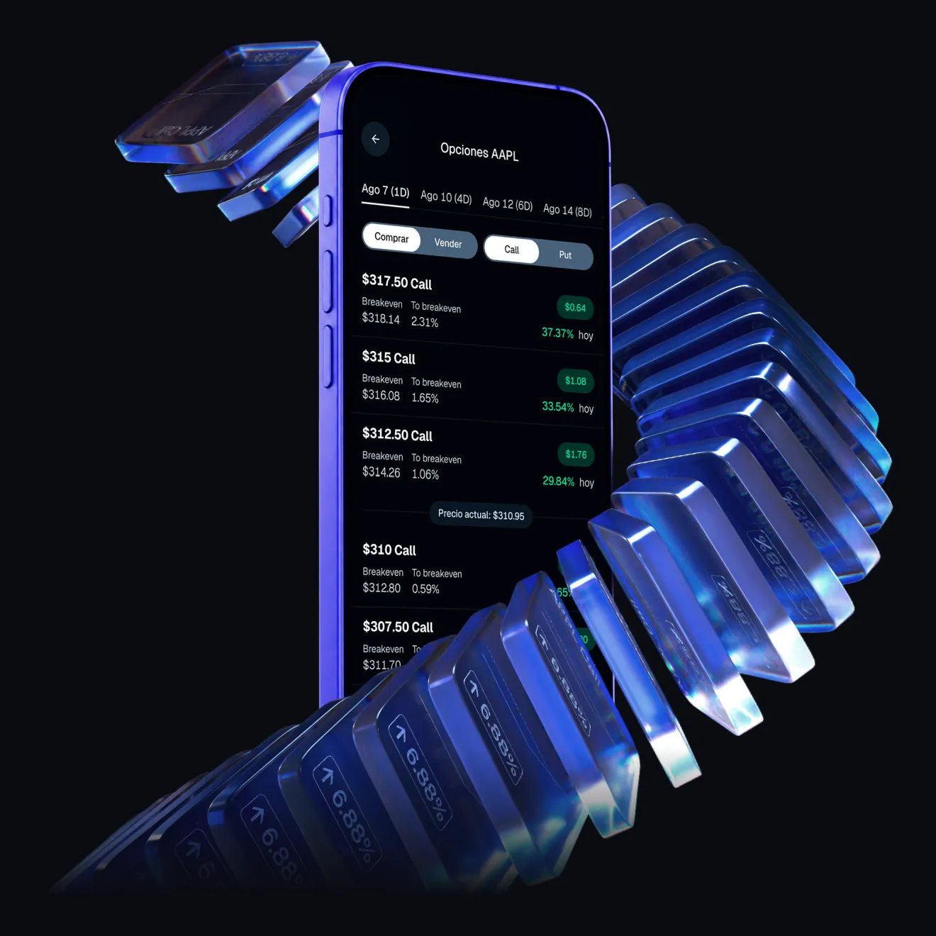 La sección de Opciones dentro de la app de Bitso